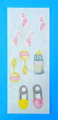 Baby Girl Rattles Footprints Creative Memories Sticker Sheet