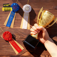 3 Pcs Award Ribbons Rosette Set Satin Participation Ribbon Honorable Awards Badg