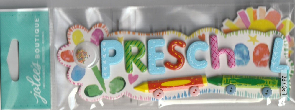 NEW! Jolee’s PRESCHOOL theme Super Thick 3-D sticker 99784 Fast Fair ship! WOW!