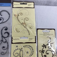 Swirl Swirls Flourish Bling AB Rhinestones Gems Recollections Stickers Lot Of 10