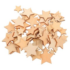 200Pcs Unfinished Wood Star Ornaments Beige Wooden Craft Shapes for Kids Crafts