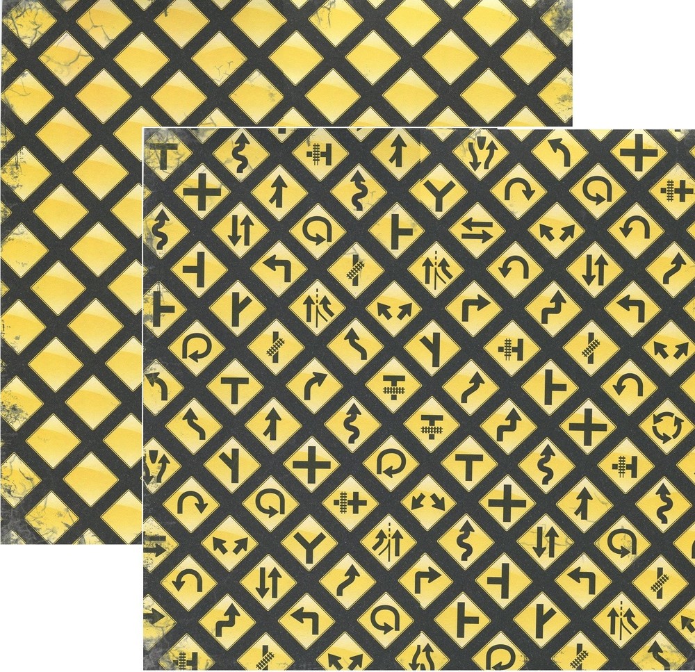 Road Signs Scrapbook Papers PICK FROM 18 Travel Stop Sign Railroad Construction