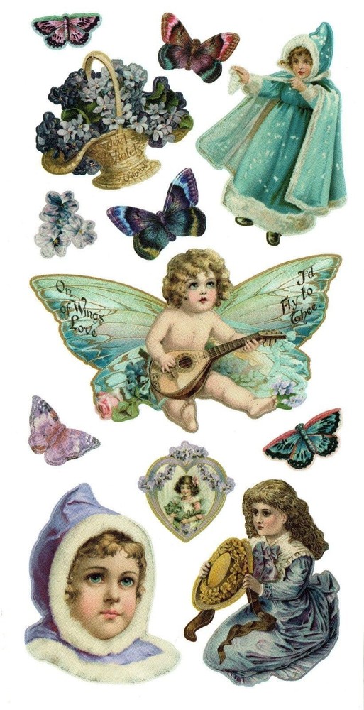 VIOLETTE STICKER – CHILDREN, BUTTERFLIES – 7 3/4″ x 3 3/4″ (19.5 cm x 9.5cm)