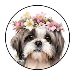 SHIH TZU ENVELOPE SEALS STICKERS LABELS TAGS 1.5″ ROUND (30) STAMPS FLORAL