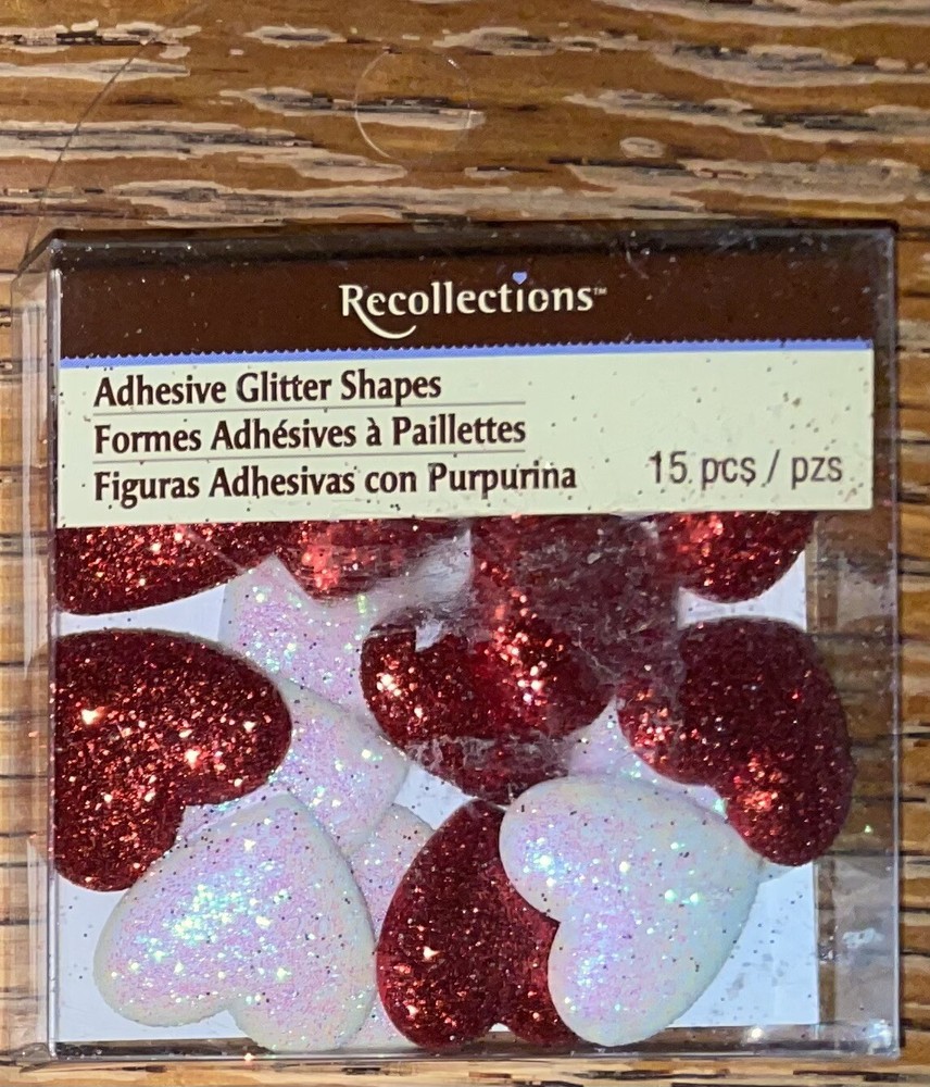 Recollections Adhesive Glitter Shapes Hearts Love Valentines Wedding Scrapbook