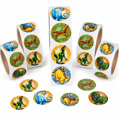 500 Dinosaur Stickers 1.5″ Roll Prehistoric T Rex Party Favors Classroom