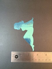 Vintage Stickers MUD FLAP GIRL Glossy Foil Vending Sticker VTG PVI Blue 01