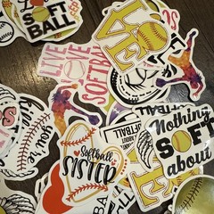 ASST SOFTBALL STICKERS GIRLS BIG LOT