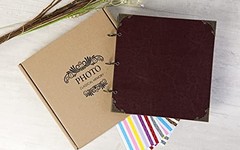 Potricher 10×10 Brown Leather Scrapbook Album Hardcover 80 Page DIY Photo Memory