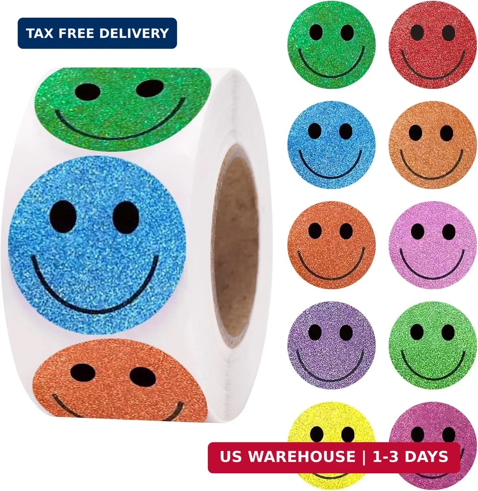Anwyll 500Pcs Smiley Face Stickers – Happy Face Stickers 1Inch Smiley Sticker Ro