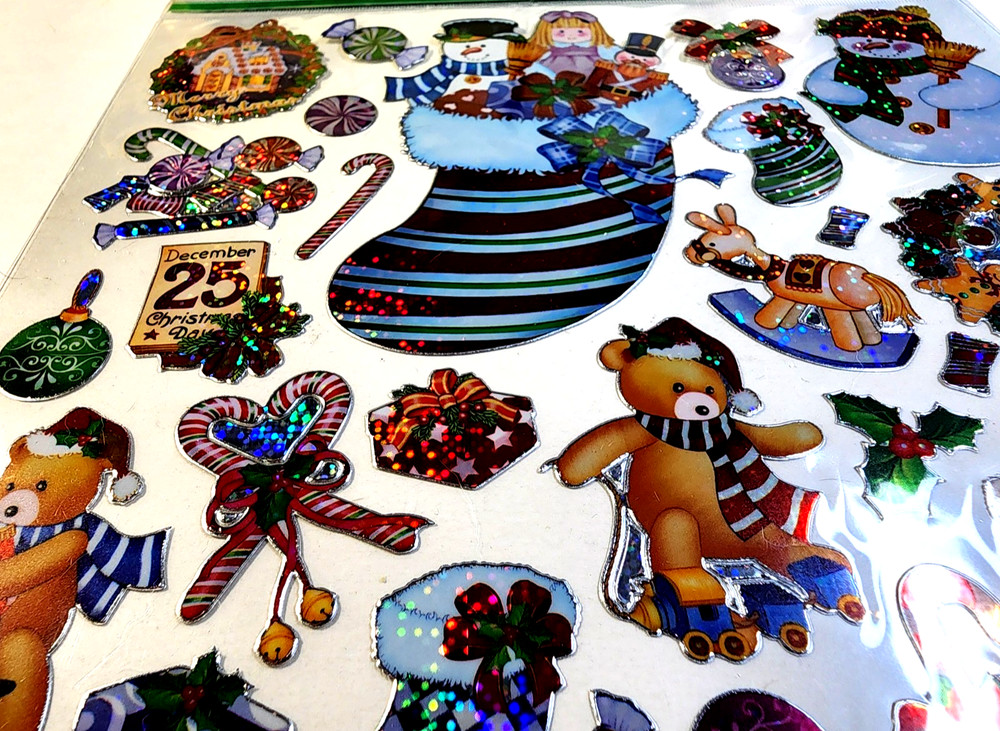 The Paper Studio Christmas #4 Foil Stickers 8″x11″ Santa Stocking Sheet 2007