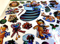 The Paper Studio Christmas #4 Foil Stickers 8″x11″ Santa Stocking Sheet 2007