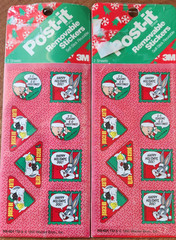 2 VTG Looney Tunes BUGS BUNNY TWEETY SYLVESTER ELMER Christmas Post It Stickers