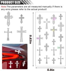 4 Sheets Crystal Rhinestone Cross Sticker Decals, Self Adhesive Glitter Bling Cr