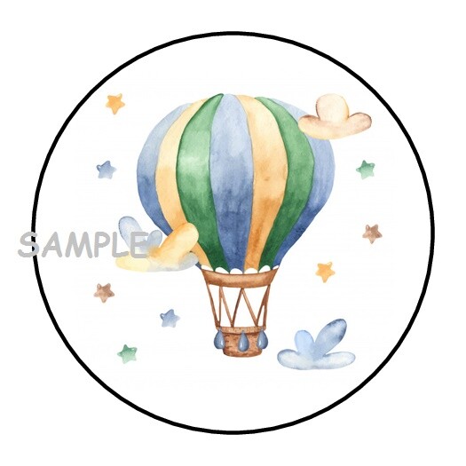 30 PRETTY HOT AIR BALLOON ENVELOPE SEALS LABELS STICKERS WATERCOLOR PARTY FAVOR