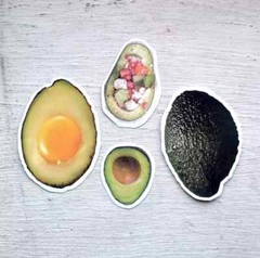 Food Vegetable Avocado Green Sticker Delicious Fruit Eggs Lot of 4 Pcs