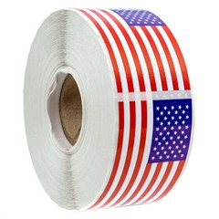 Patriotic USA Flag Stickers – 500 Perforated Labels, 1.25″ x 2.125″, Made in USA