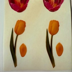 Vintage Magic Wax Pink Yellow Tulip Petals Green Stem Flower Scented Sticker Lot