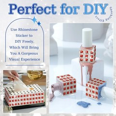 4 Rolls Rhinestone Ribbon Rolls,Red Glass Rhinestone Tape Stickers for DIY Cr…