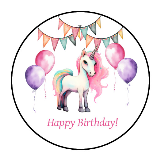 30 Unicorn birthday party envelope seals, stickers labels, tags, round