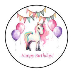 30 Unicorn birthday party envelope seals, stickers labels, tags, round