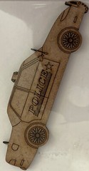 POLICE CAR CHIPBOARD 3”x 3/4”Unpainted•Cops•Siren•Fast •Pullover•Crime fighter•