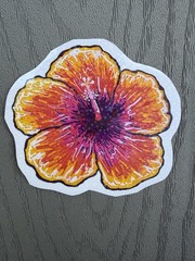 Tropical Hibiscus Flower: Waterproof Hand-Drawn Flower Art Decal