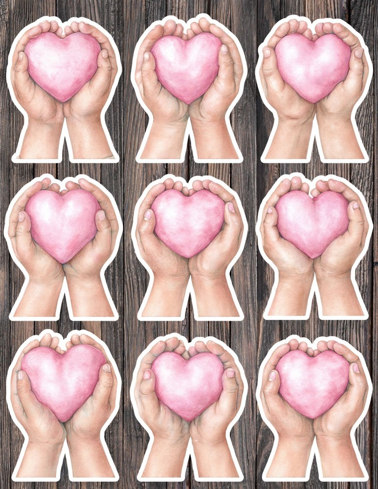 Heart in Your Hands Die Cut Vinyl Stickers Scrapbooking Laptop Waterbottle