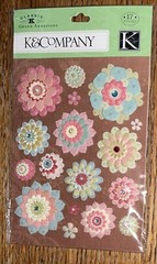 K&Company Classic K-Ology Layered Flowers Pearl Gem Floral 3D Scrapbook Stickers