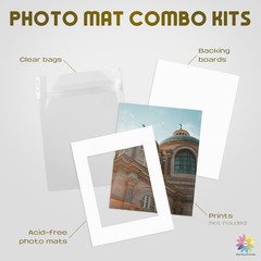 Mat Board Center, Pack of 5 Bevel Cut 11×14 White Mat for 8×10 Photo with Whi…