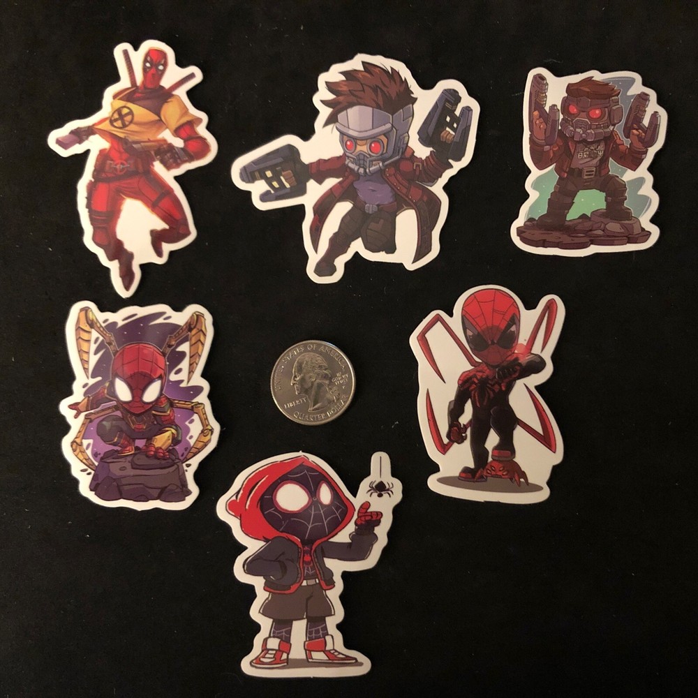 Super Hero Lot Of 6 Stickers. – New