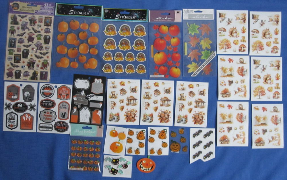#9 Lot-19 Packages Stickers Halloween Fall Turkey Cardmaking Scrapbook Craft