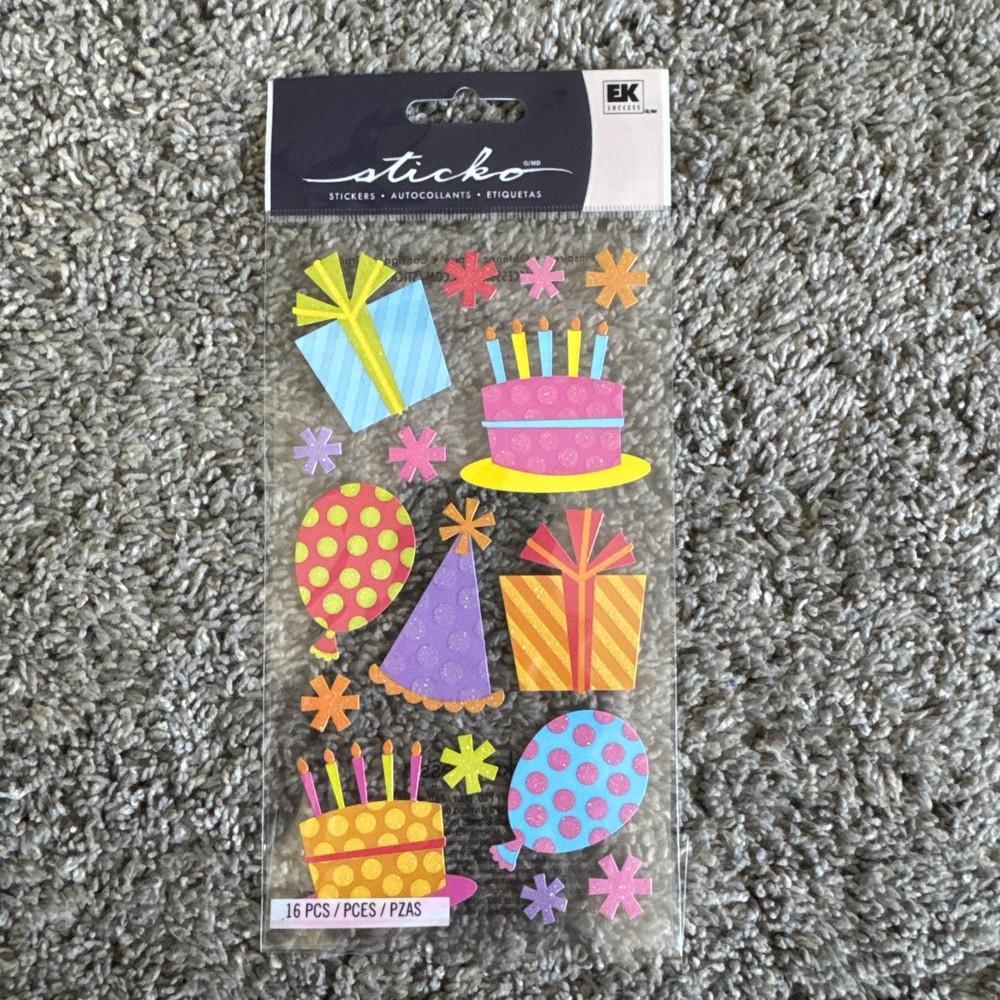 Party Theme | Hats Balloons Confetti | Scrapbook Stickers | Sticko | EK Success