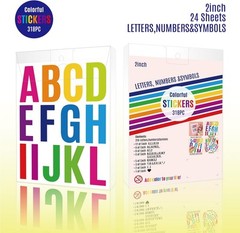 24 Sheets 2 Inch Self Adhesive Letters Stick on Vinyl 2 Inch, Colorful