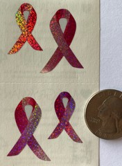 SPARKLE PINK AWARENESS RIBBON Stickers(4pc)Mrs.Grossman’s•Pink •Cancer•Prismatic