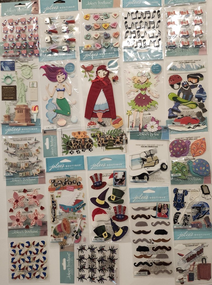 Lot of 22 packs All JOLEE’S BOUTIQUE Dimensional Scrapbooking Stickers