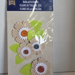 Burlap White Flowers Scrapbooking Stickers by Little Yellow Bicycle