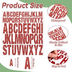 15 Sheets Letter Stickers 780 Pcs Glitter Capital Letters Large Red