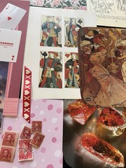 Junk Journal 80+ pieces Red Pink Love Curated Lot Unique Book Pages & more
