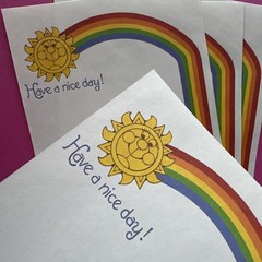 Vintage 80s 90s Sangamon Rainbow Sun Have A Nice Day Stationary Note Paper