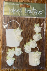 RARE Jolees Fabric Flowers BASKET Wedding Floral Arrangement Rose Garden Sticker