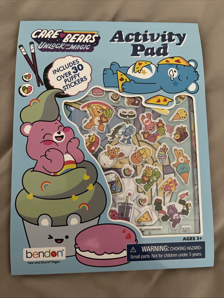Care Bears Unlock The Magic Activity Pad & Puffy Stickers Cloudco Bendon Retro
