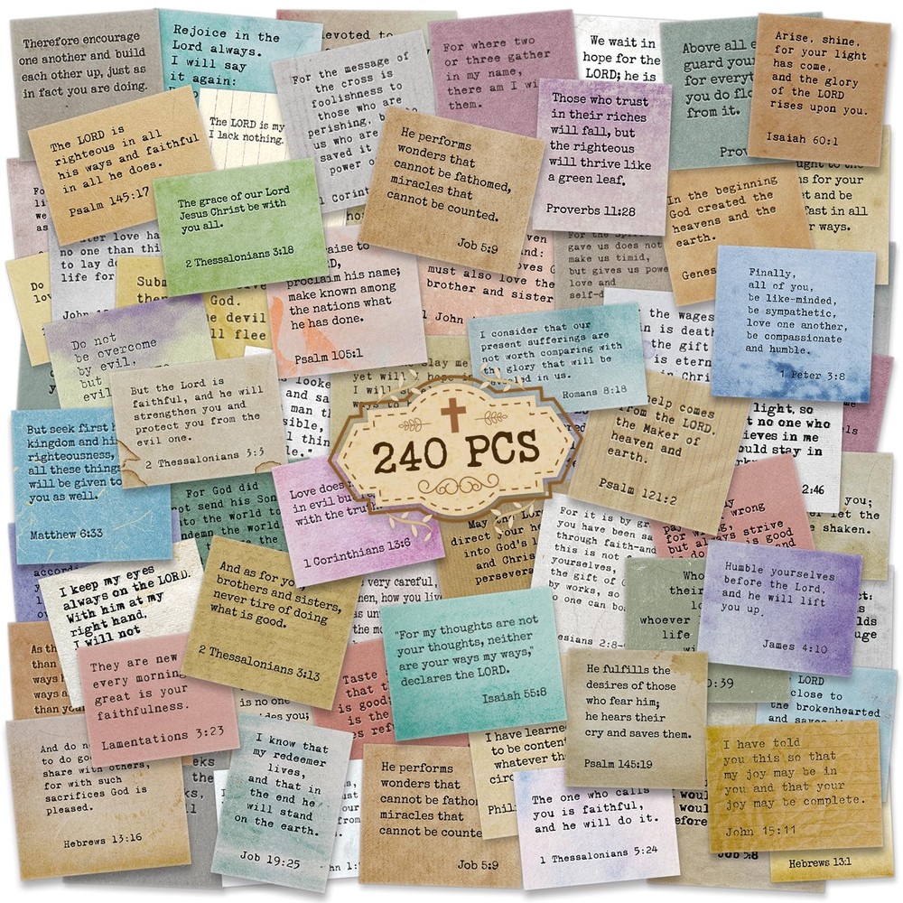 240PCS Retro Bible Verse Stickers Inspirational Scripture Journaling Scrapbook