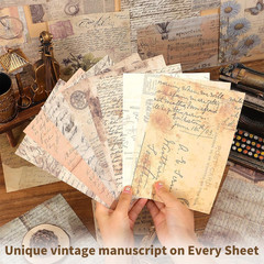 160 Sheets of Retro Manuscript Scrapbook Paper, Journaling Scrapbook Supplies Cr