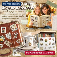 300 Pcs Vintage Stickers, Junk Journal Supplies, Cute Stickers for Journaling Su