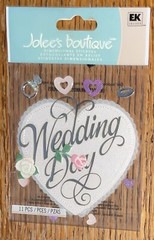 RARE Jolees Wedding Day Title Hearts Ring Flowers Ceremony 3D Scrapbook Stickers