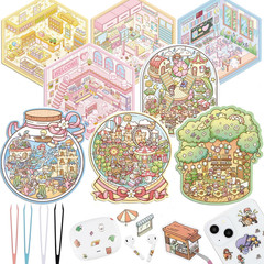 8 Set DIY 3D Miniature Scene Stickers for Girls Christmas Make Your Own Mini Sho
