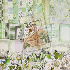 100Pcs Floral Vintage Scrapbook Paper Junk Journal Paper Scrapbook Supplies Kit