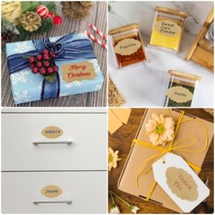 Wrapables Kraft Paper Sticker Labels for Lids, Jars, Bottles, (450pcs), Assorted