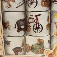 Vtg Assorted 100+ Dressed Up Cute Bears & Antique Toys Full Sticker Rolls NEW